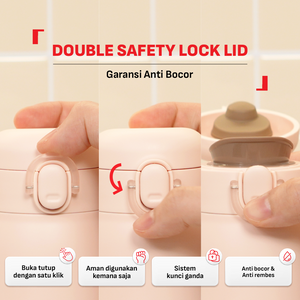 Tefal Easy To Go Tumbler 450 ml Green/White/Pink / Botol Minum Stainless Tahan Panas/Dingin SUS316 Alas Silicone Anti Slip Anti Bocor