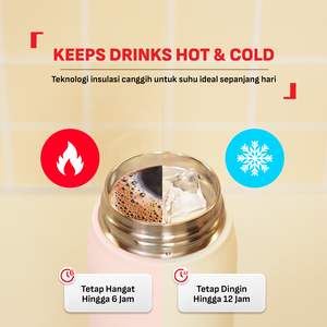 Tefal Easy To Go Tumbler 450 ml Green/White/Pink / Botol Minum Stainless Tahan Panas/Dingin SUS316 Alas Silicone Anti Slip Anti Bocor