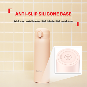 Tefal Easy To Go Tumbler 450 ml Green/White/Pink / Botol Minum Stainless Tahan Panas/Dingin SUS316 Alas Silicone Anti Slip Anti Bocor