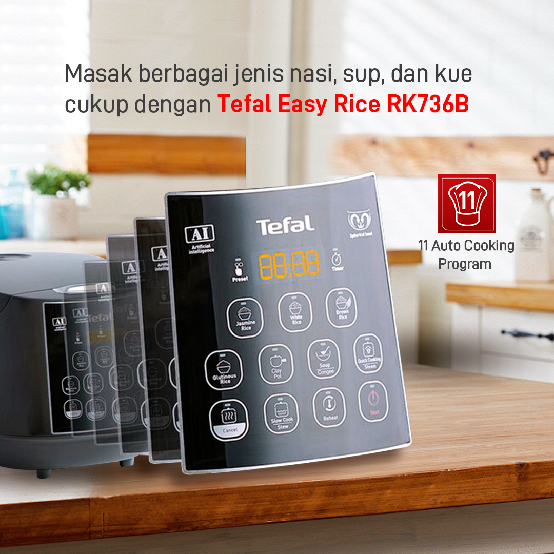 Tefal Color Rice Cooker Tefal Rice Cooker Easy Rice Plus RK736B - tefal indonesia