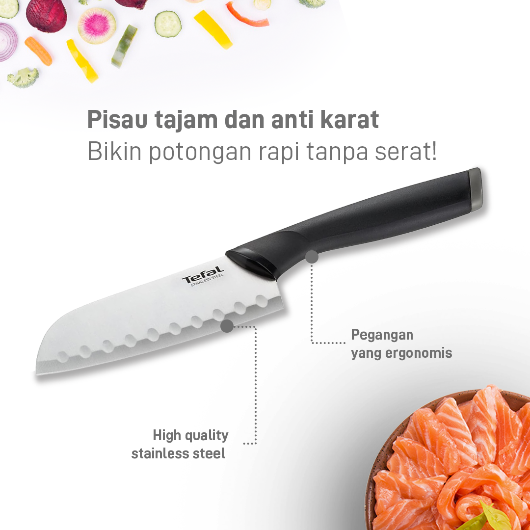 Santoku Knife 12cm / Pisau Dapur Stainless Steel Dengan Tutup