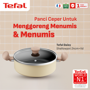 Tefal Wajan Panci Penggorengan Anti Lengket / Daisy Series Shallowpot 24cm + lid