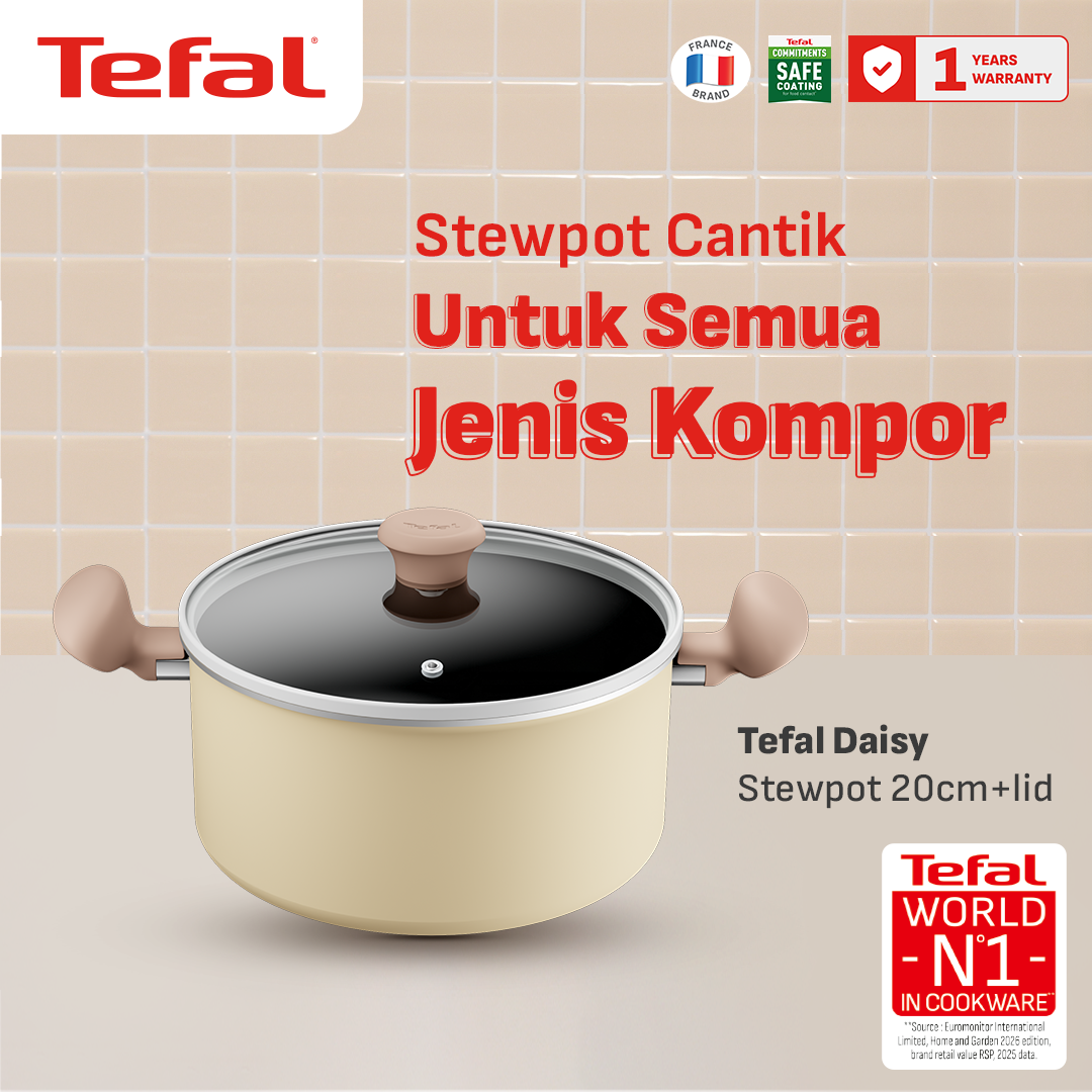 Tefal Wajan Panci Penggorengan Anti Lengket / Daisy Series Stewpot 20cm+lid