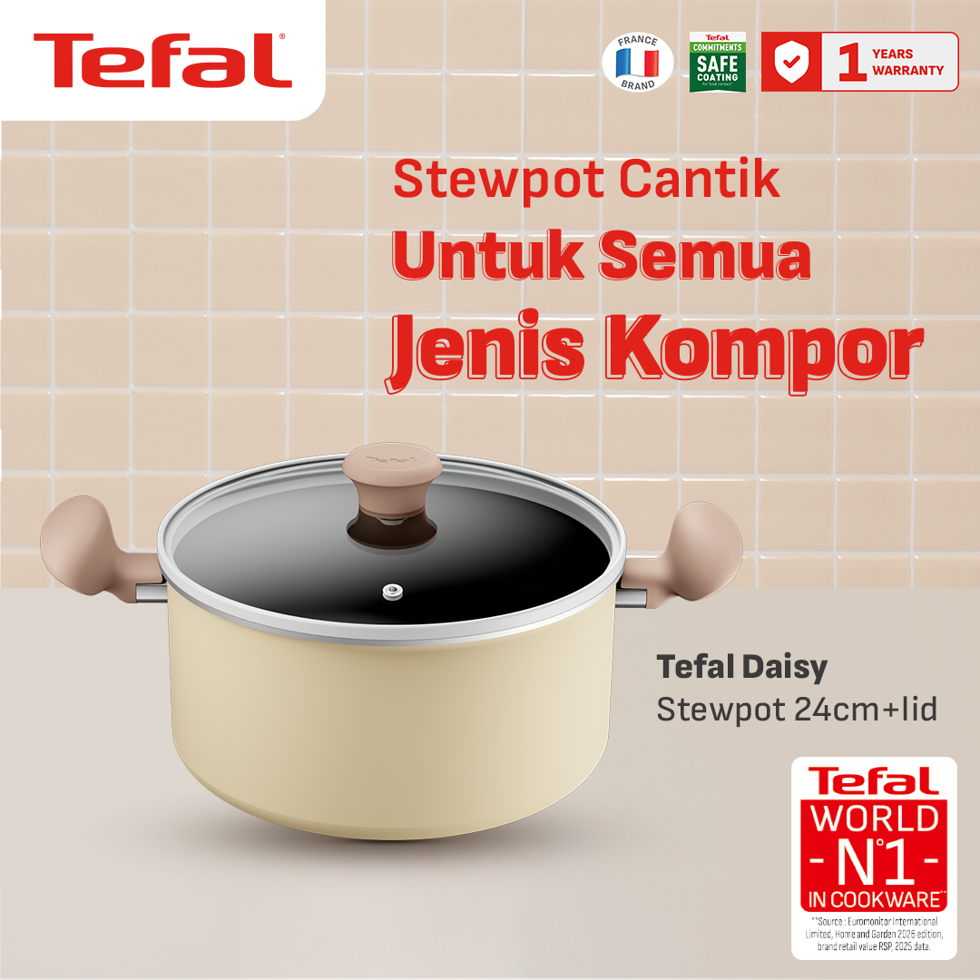 Tefal Wajan Panci Penggorengan Anti Lengket / Daisy Series Stewpot 24cm+lid
