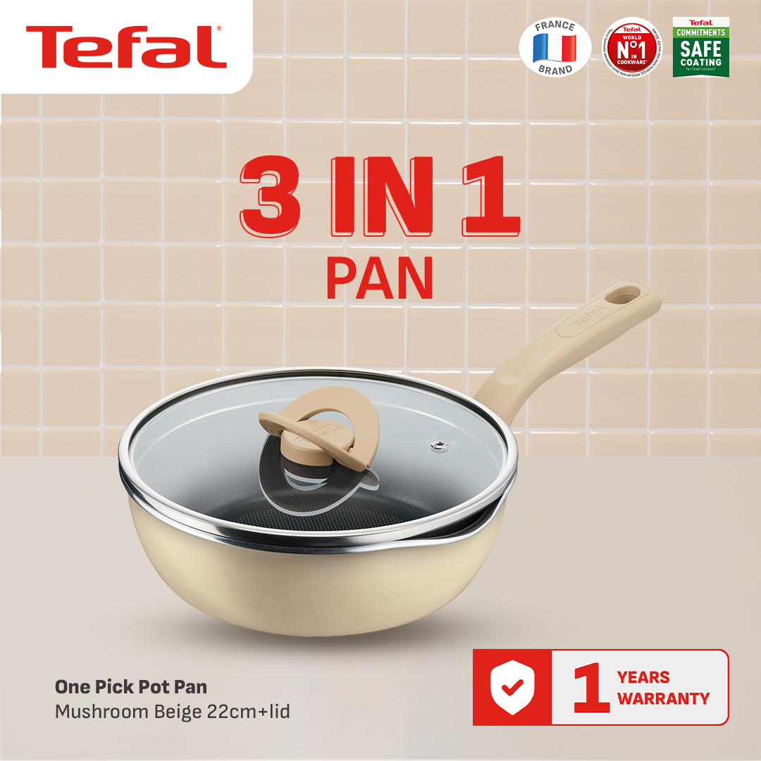 Wajan Serba Bisa OPPP 22cm+Tutup - Mushroom Beige