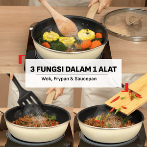 Wajan Serba Bisa OPPP 22cm+Tutup - Mushroom Beige