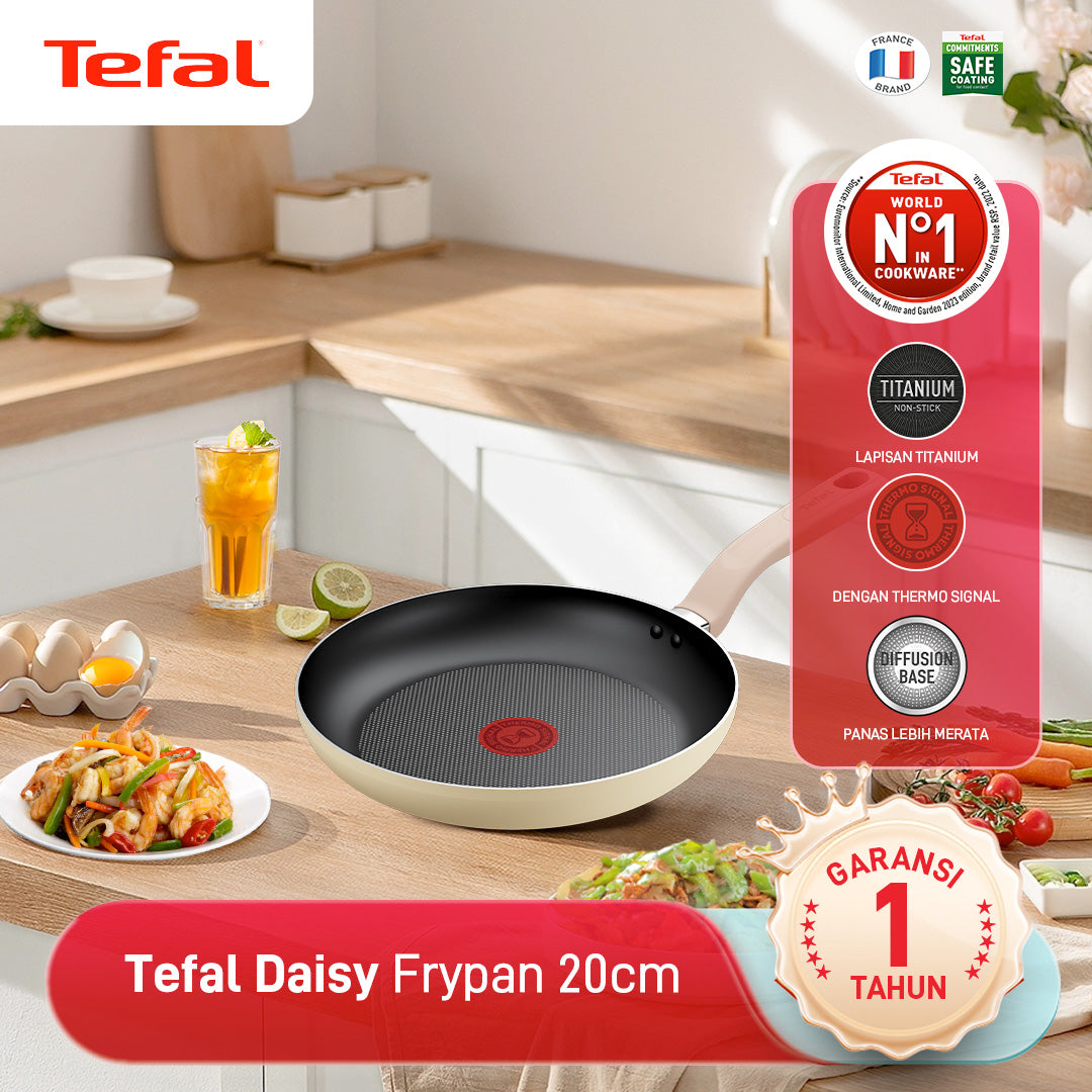 Tefal Wajan Panci Penggorengan Anti Lengket / Daisy Series Frypan 20cm