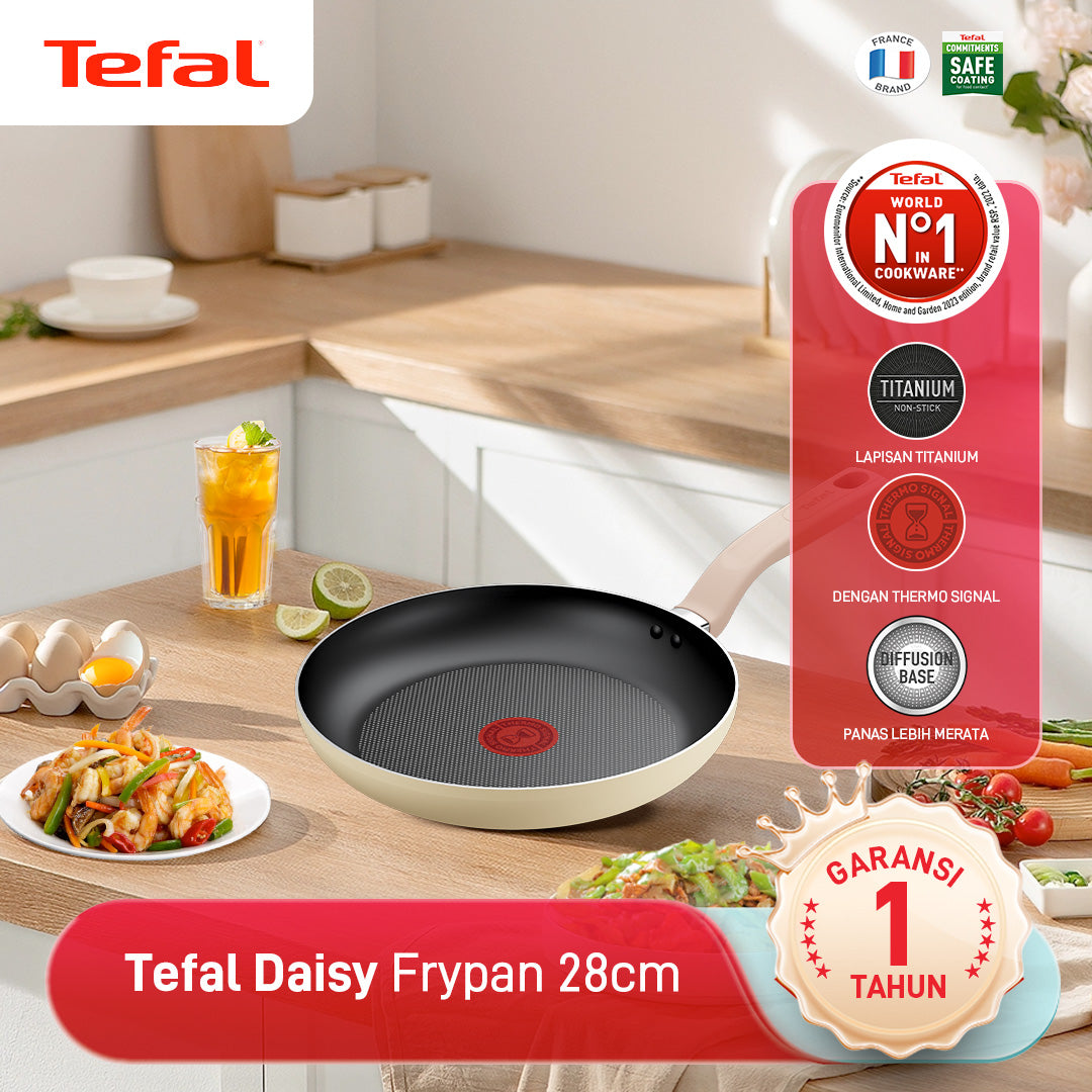 Tefal Wajan Panci Penggorengan Anti Lengket / Daisy Series Frypan 28cm