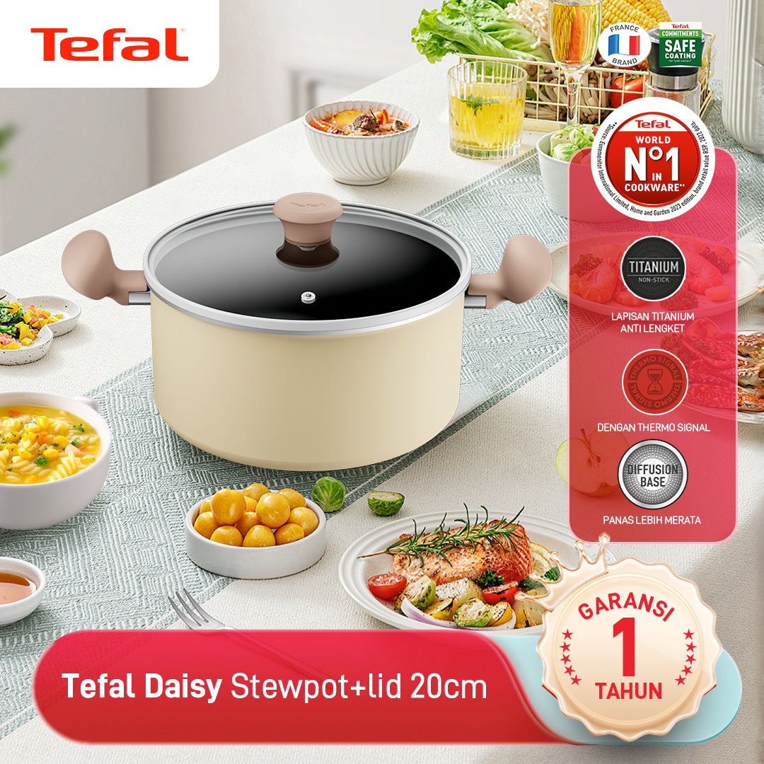 Tefal Wajan Panci Penggorengan Anti Lengket / Daisy Series Stewpot 20cm+lid