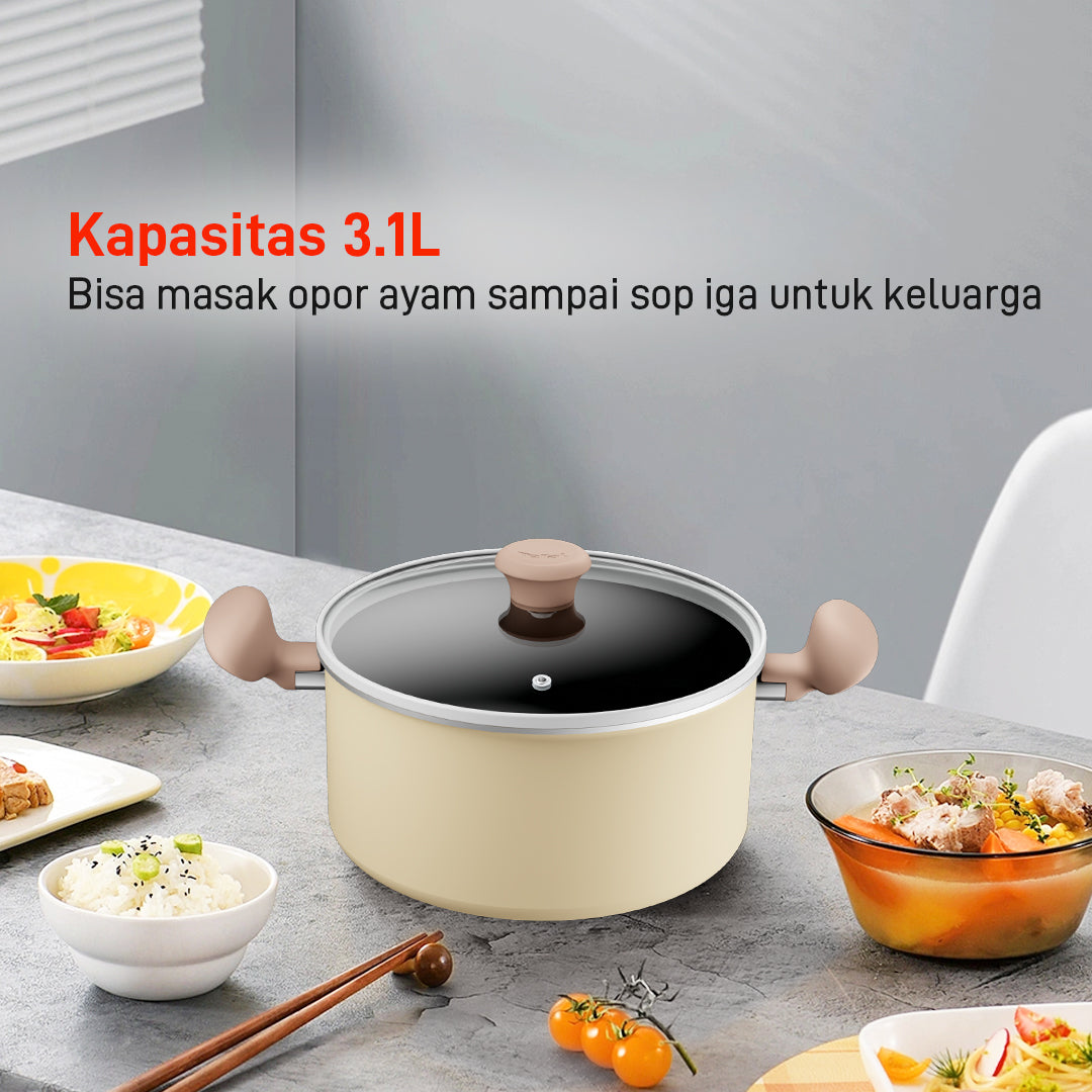 Tefal Wajan Panci Penggorengan Anti Lengket / Daisy Series Stewpot 20cm+lid