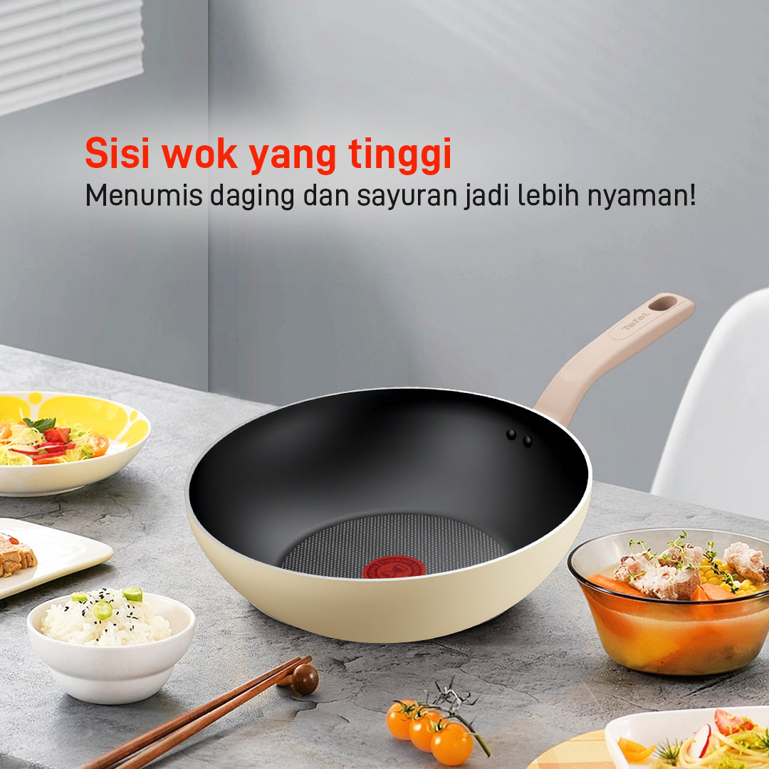Tefal Wajan Panci Wokpan Penggorengan Anti Lengket / Daisy Series Wokpan 28cm