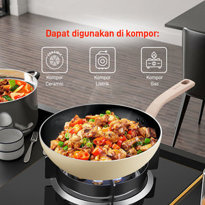 Tefal Wajan Panci Wokpan Penggorengan Anti Lengket / Daisy Series Wokpan 28cm