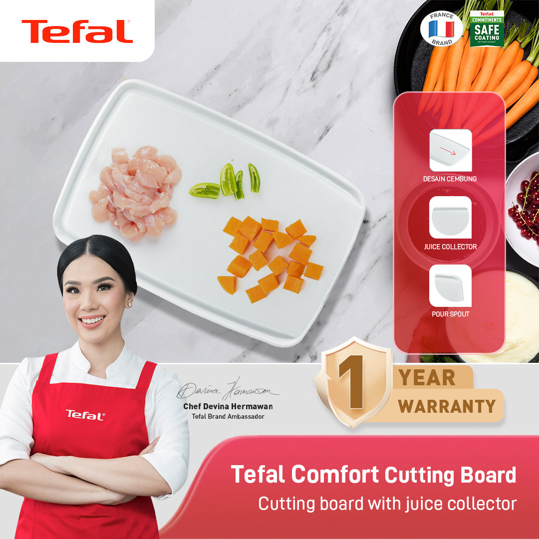 Tefal Comfort Plastic Cutting Board / Talenan Premium Multifungsi Anti Tumpah