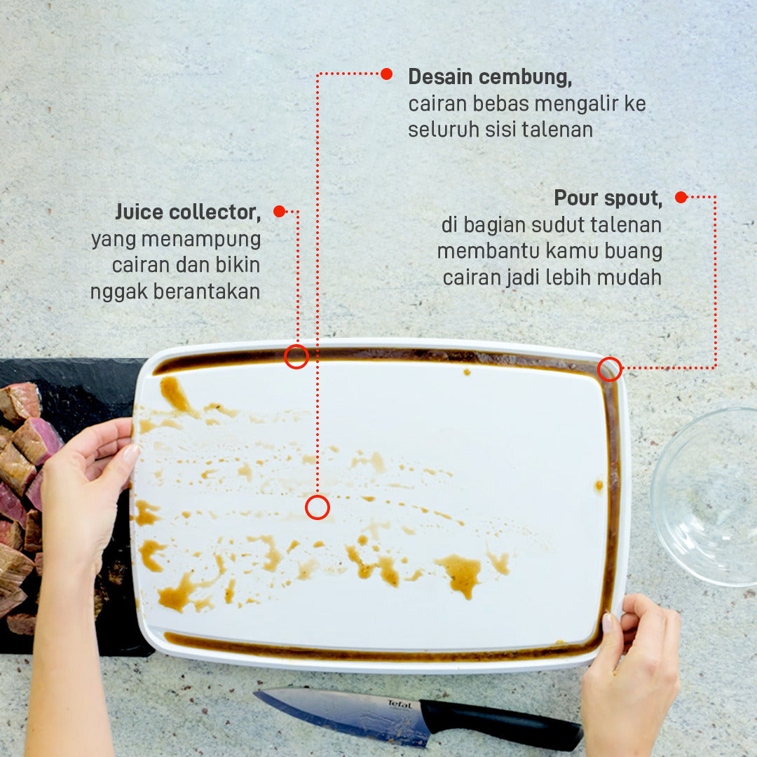 Tefal Comfort Plastic Cutting Board / Talenan Premium Multifungsi Anti Tumpah