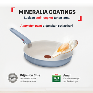 Tefal Serenity 4 pcs,  Set panci wajan anti lengket tumpuk gagang lepas pasang semua jenis kompor Garansi 10 tahun cantik dan estetik - Calm Blue
