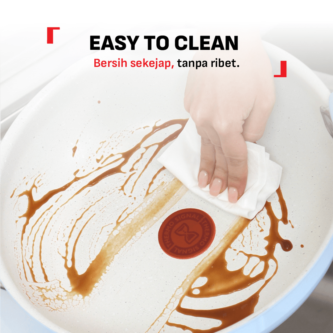Tefal Serenity 4 pcs,  Set panci wajan anti lengket tumpuk gagang lepas pasang semua jenis kompor Garansi 10 tahun cantik dan estetik - Calm Blue
