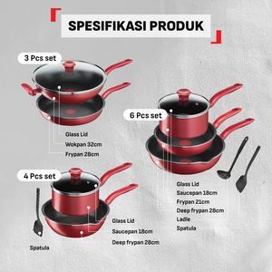 So Chef Red Package 4pcs - Cookware Set Induksi Wajan Anti Lengket