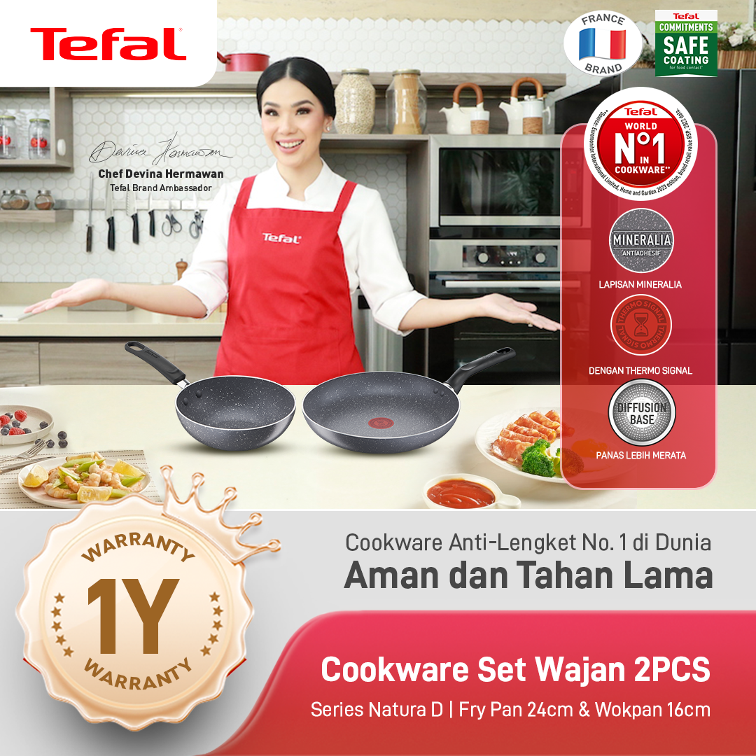 Tefal Cookware Set Wajan 2PCS Series Natura D / Fry Pan Anti Lengket