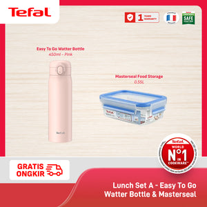 Tefal Easy To Go Tumbler 450 ml Green/White/Pink / Botol Minum Stainless Tahan Panas/Dingin SUS316 Alas Silicone Anti Slip Anti Bocor