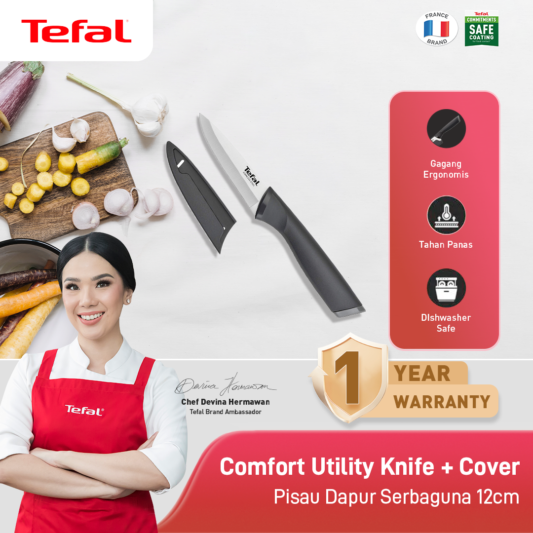 Utility Knife 12cm / Pisau Dapur Stainless Steel Dengan Tutup