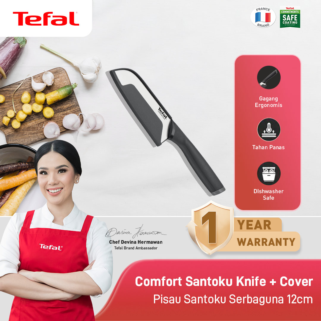 Santoku Knife 12cm / Pisau Dapur Stainless Steel Dengan Tutup