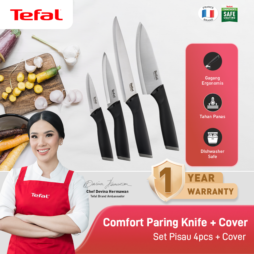 Set 4pcs Knife / Pisau Dapur Stainless Steel Dengan Tutup