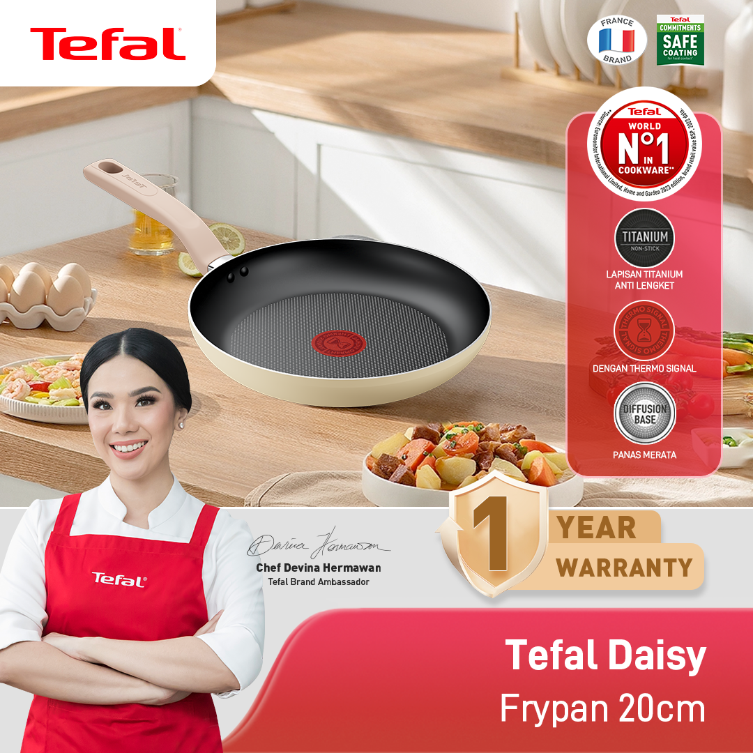 Tefal Wajan Panci Penggorengan Anti Lengket / Daisy Series Frypan 20cm